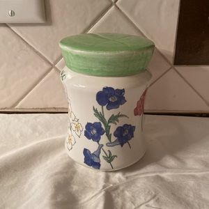 Rare floral canister Ernestine hand painted Salerno Italy